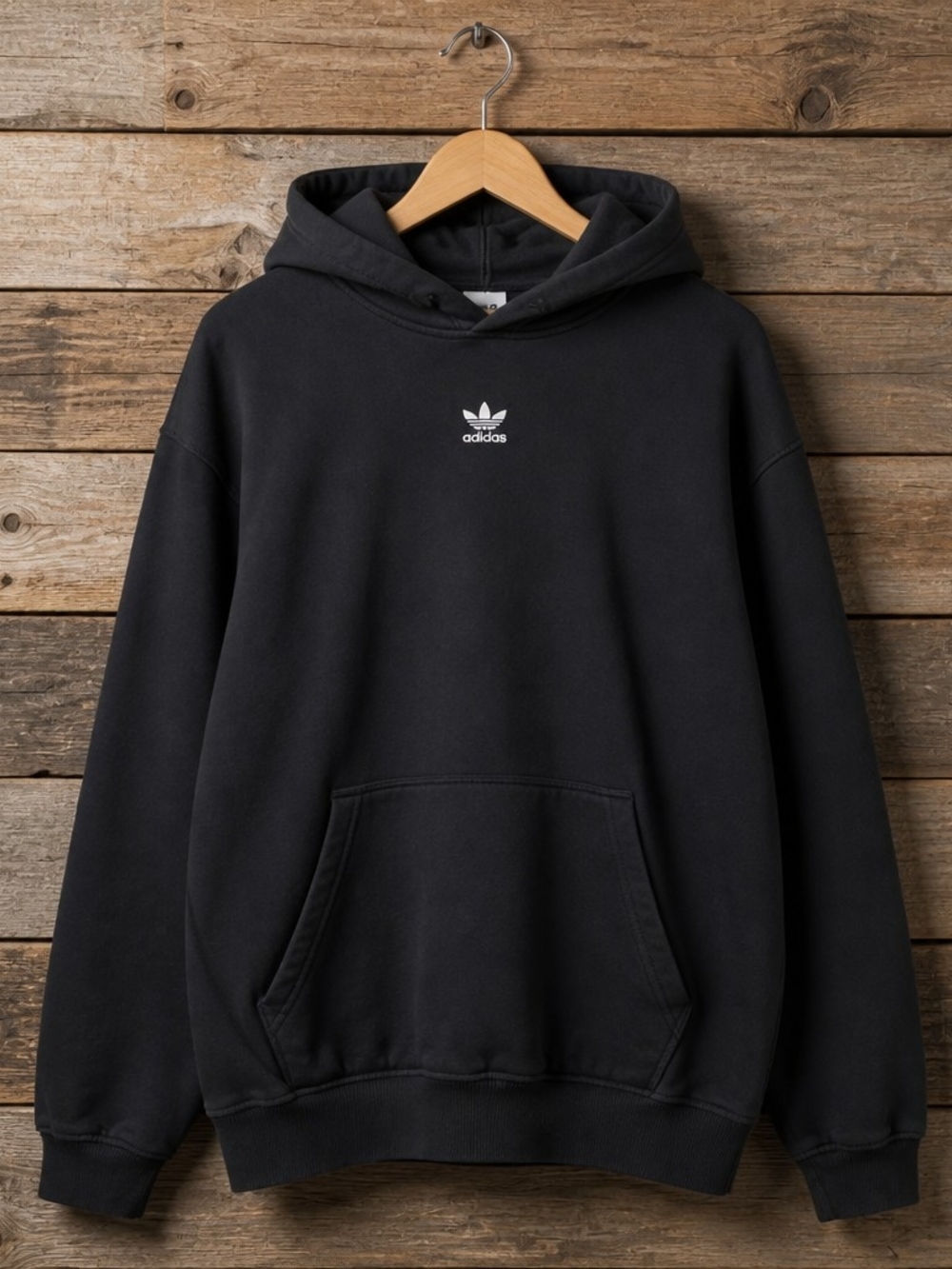Adidas Originals Trefoil Hoodie Men's Medium Black Pullover Sweatshirt Embroider